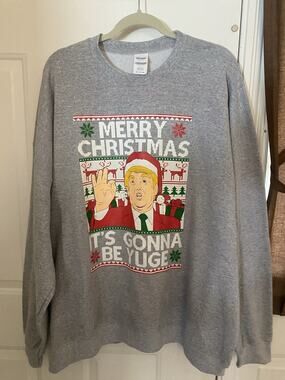 Donald Trump Merry Christmas Sweatshirt Adult 3XL It's Gonna Be Yuge Funny